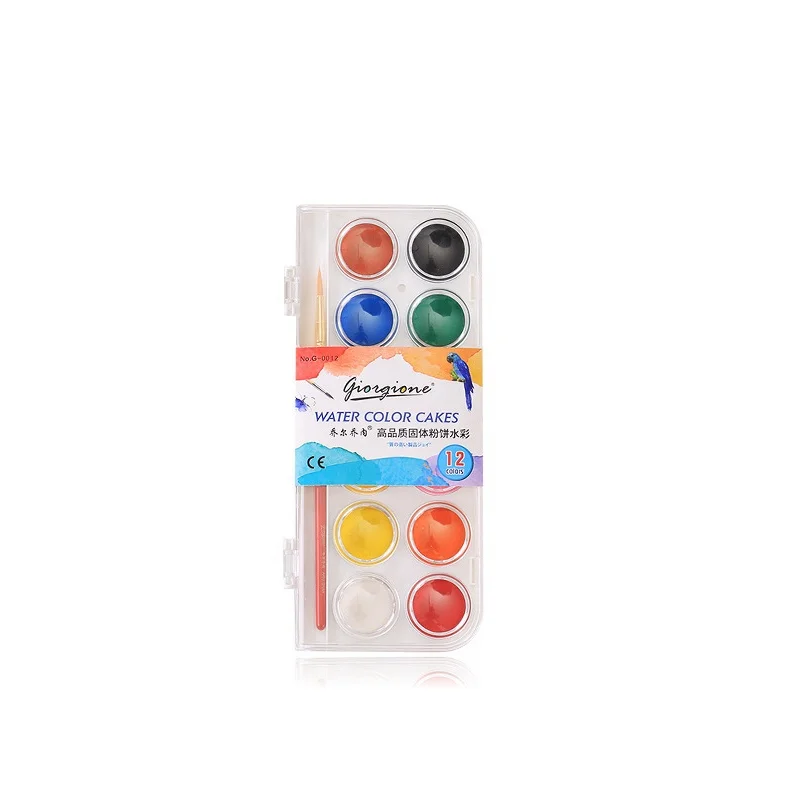 Hot selling Solid Set 12 16 28 36 48 Water Color Cakes OEM Kids Art Material watercolor paint