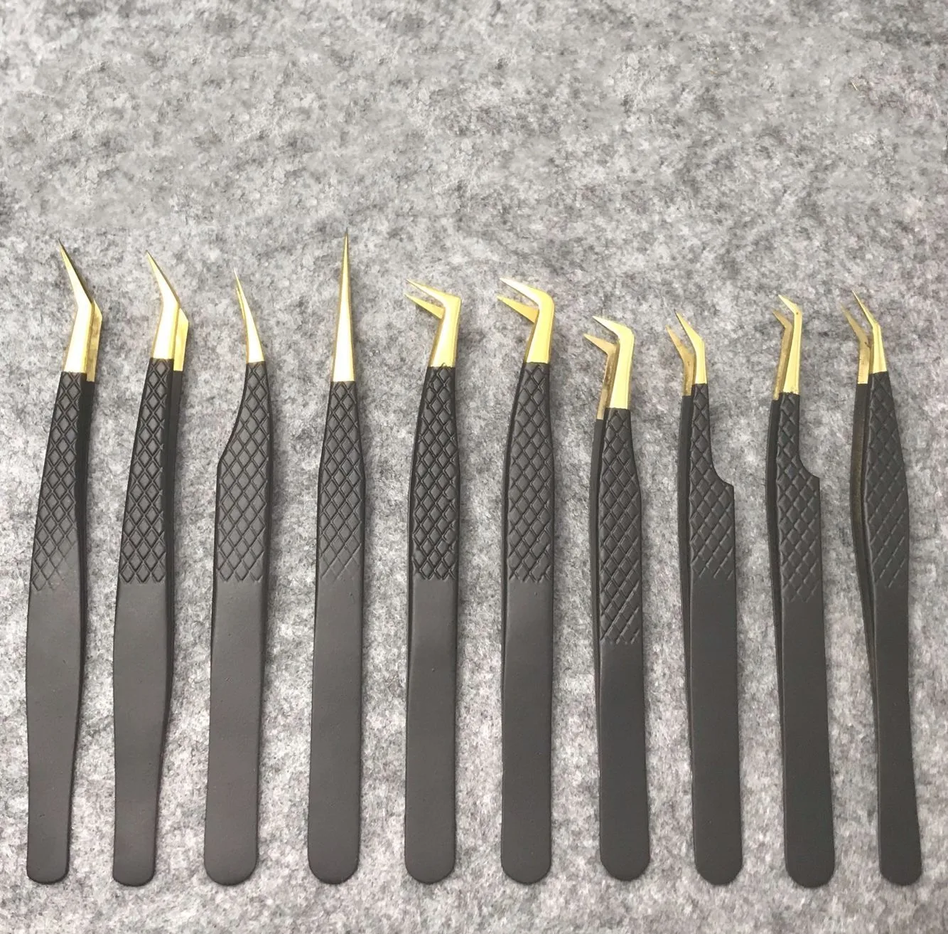 matte black eyelash tweezers fiber tip tweezers for eyelash extension