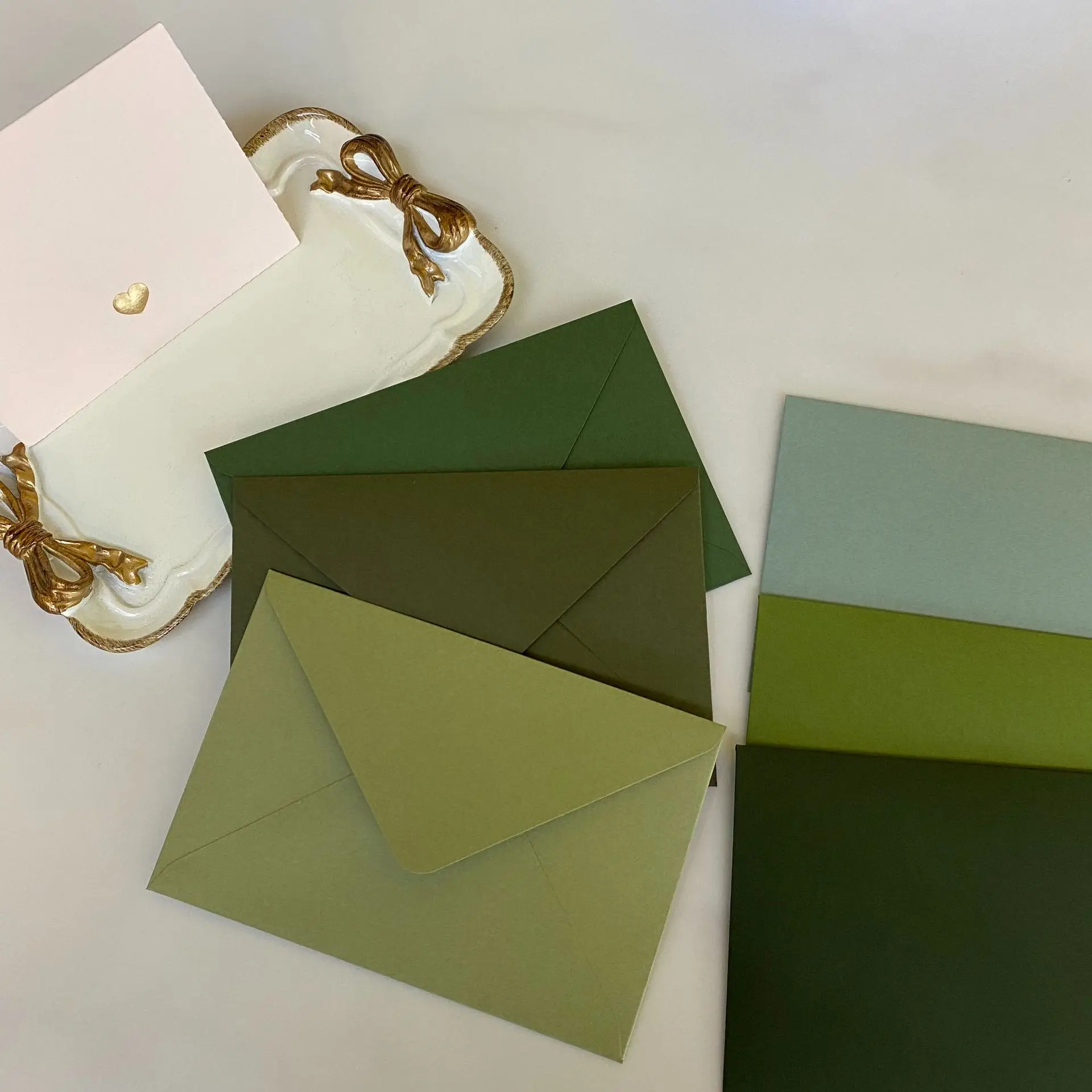 Custom wedding invitation fancy green paper foil Vellum Color envelope Paper gift envelopes with logo