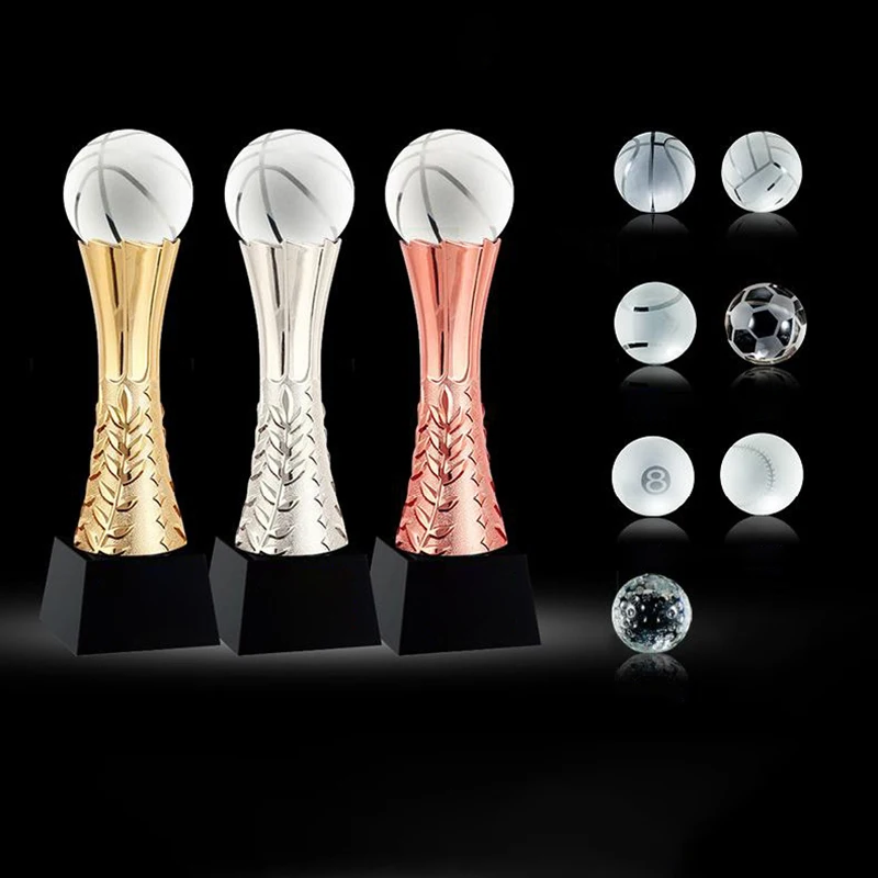 Honor Of Crystal 3d Laser Engraved Football Trophy Soccer Crystal Ball Trophy Award For League Matches