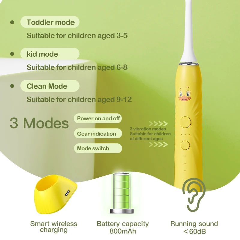 2024 Toothbrush and toothpaste set Ipx7 Waterproof Portable Smart Automatic Electric Toothbrush For Kids