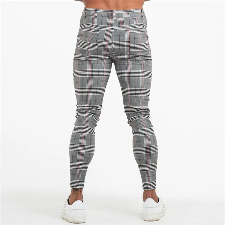 FREE Shipping Mens Chinos Slim Fit Men Skinny Chino Pants Super Comfy Stretch Pants For Men Plaid Design Side Stripe pants