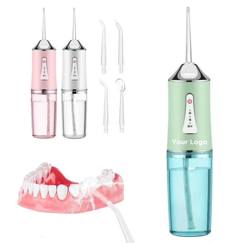 Dental irrigator Portable Dental Water Flosser USB Rechargeable Water Floss Tooth Pick 4 Jet Tip 220ml 3 Modes IPX7 Waterproof