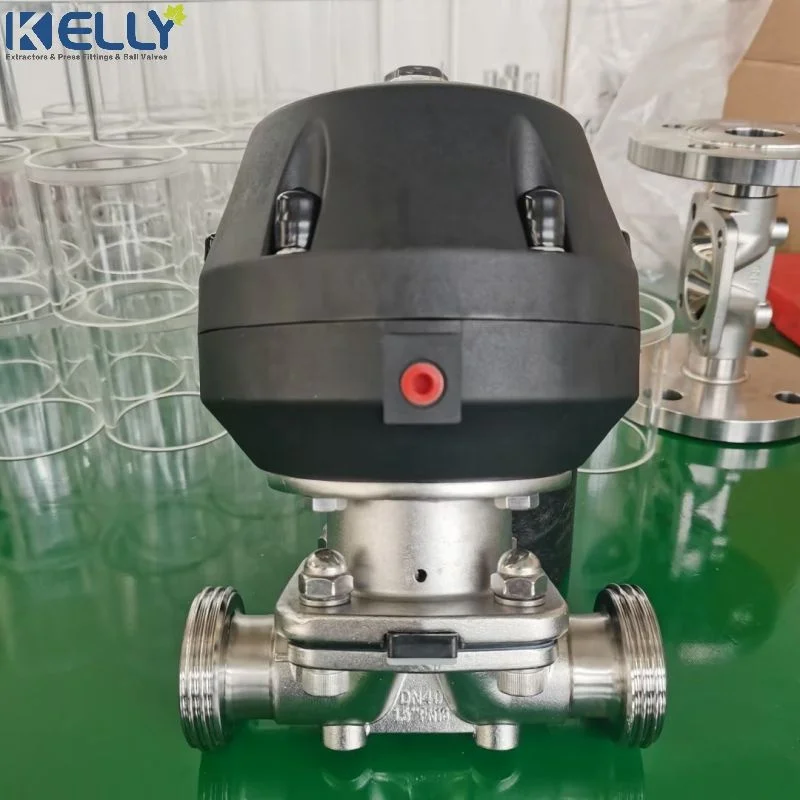 DN40  tri clamped pneumatic diaphragm valve 316L Stainless Steel Double diaphragm