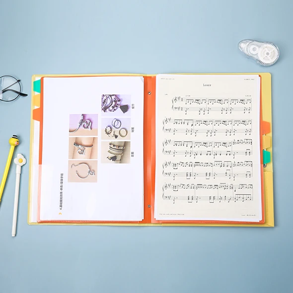 Professional Manufacturer Wholesale Large Capacity Plastic Expansion Folder Color Label Paging Folder with 6 tabs rainbow pages