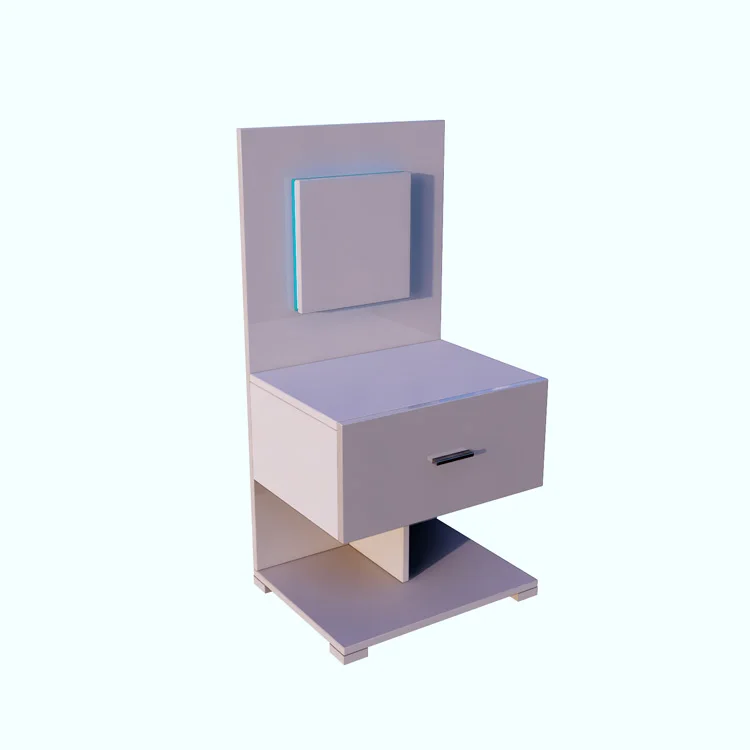 Modern Luxury High Gloss Bedside Cabinet LED Lights Night Stand Table with Living Room