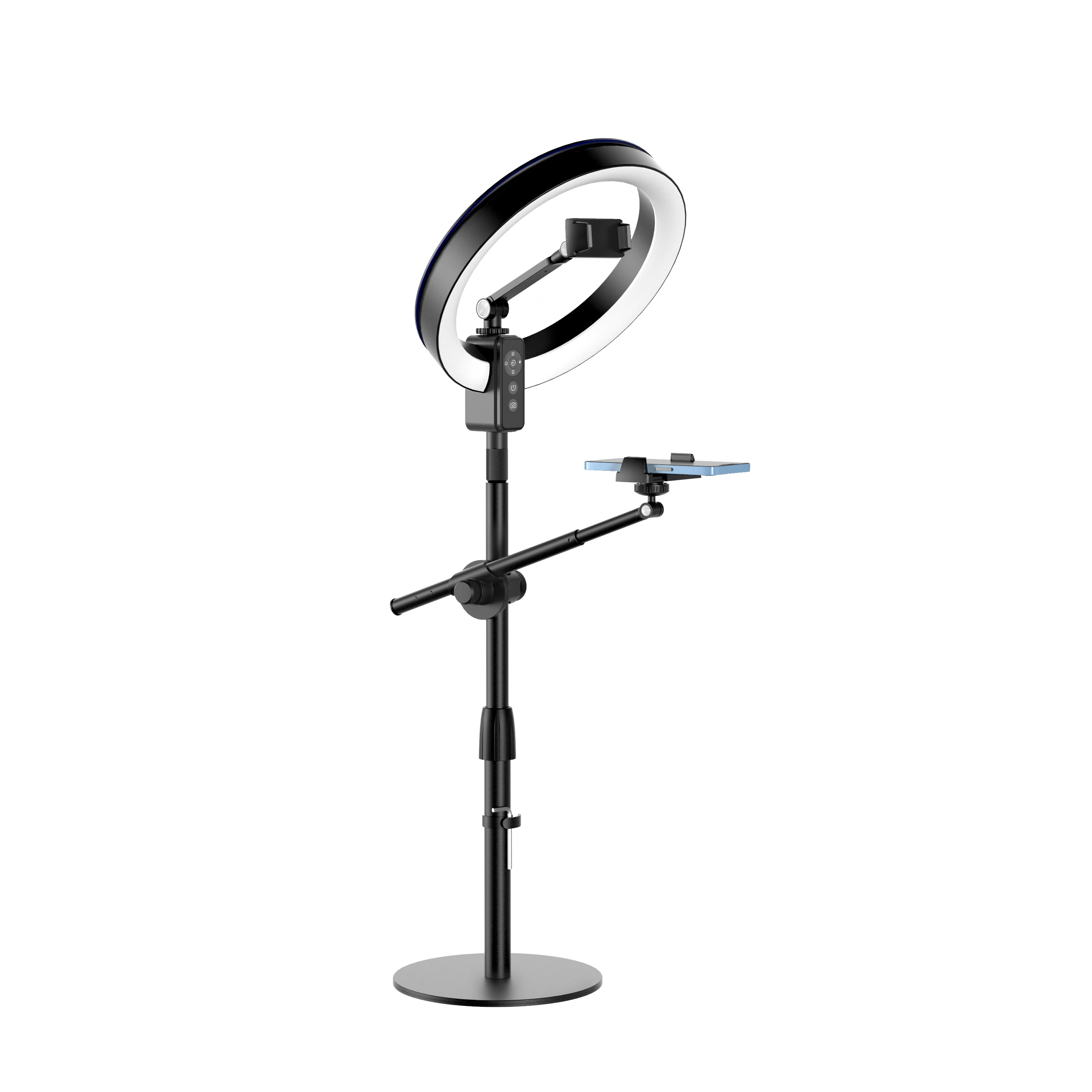 LED Ring Light with  Dual Phone Holder, Dimmable  Selfie Light  Filling Light Desk Lamp for Live Stream ,Makeup and Meeting