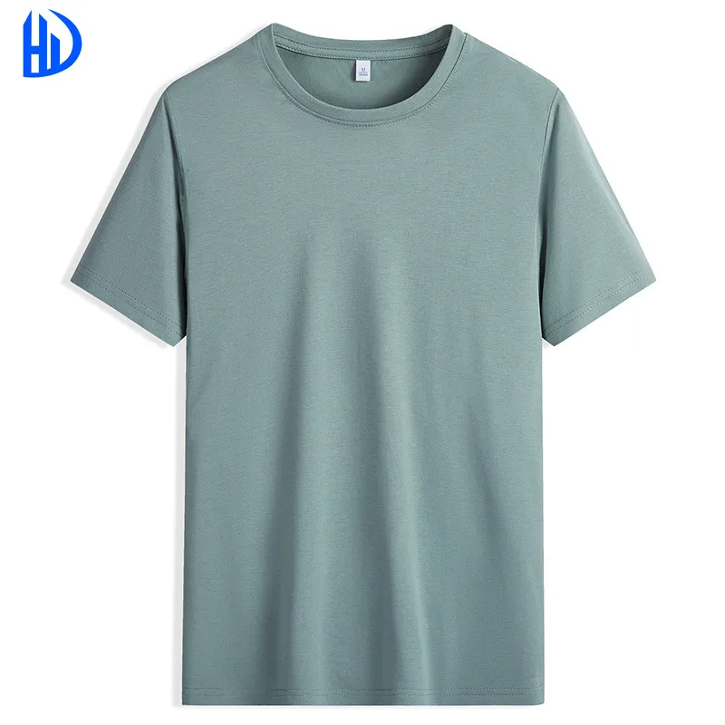 Wholesale summer unisex t shirt ice silk cotton pure white short sleeve breathable thin mercerized cotton T-shirt