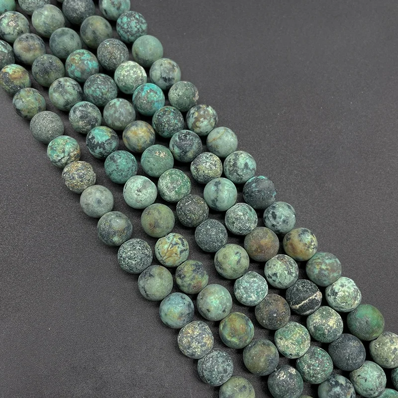 Gorgeous Matte Frosted African Turquoise for Jewelry Making African Turquoise Round Loose Gemstone Beads