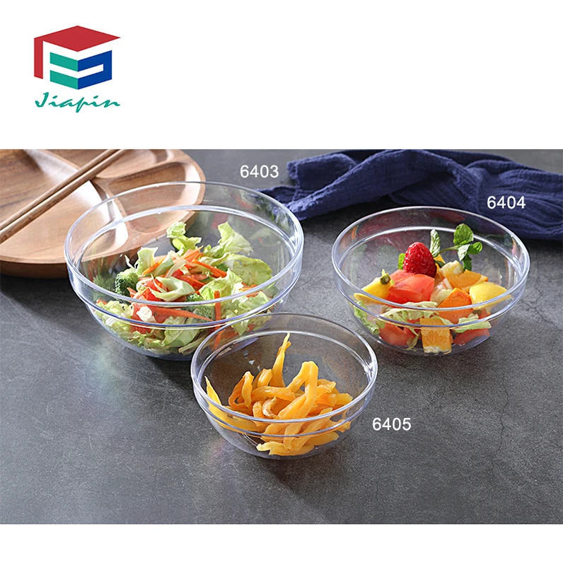 450ml Plastic Salad Serving Bowl Hard Plastic Bowl 15Ooz Stackable Clear Salad Bowl