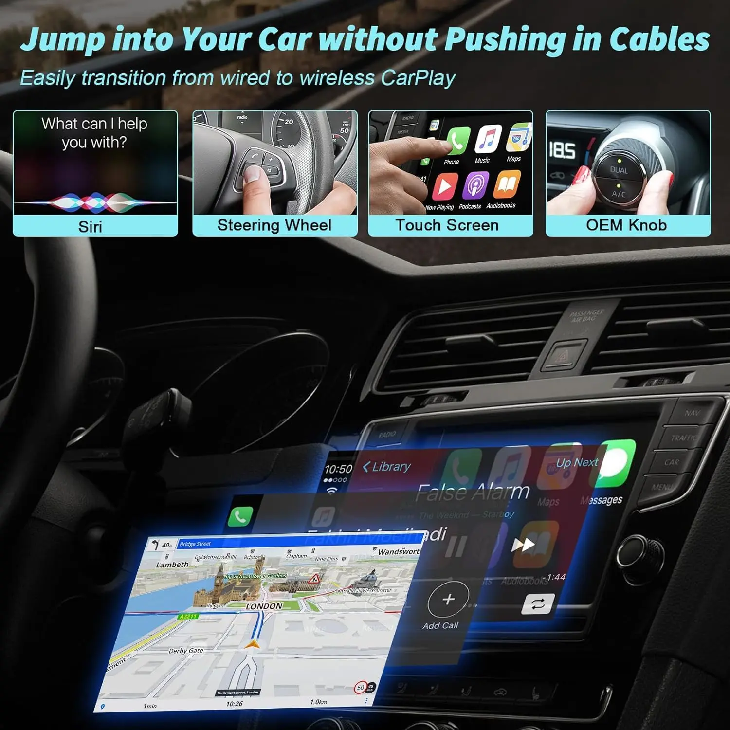 Boyi Wireless Carplay Wireless Adapter Plug & Play Wired to Wireless CarPlay Dongle 2024 Update Low Latency