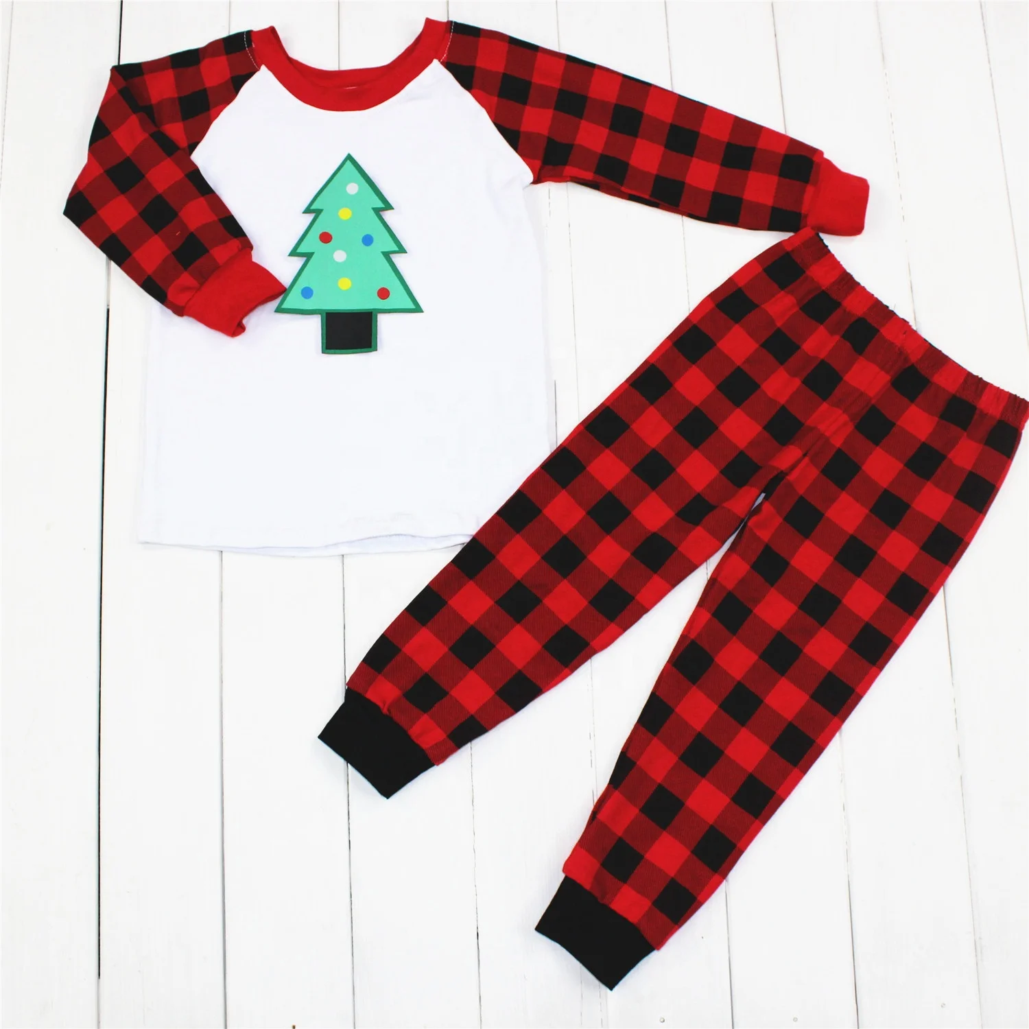 Low price boutique kids clothes patchwork pattern long sleeve fancy children sets newly holiday baby girl clothing