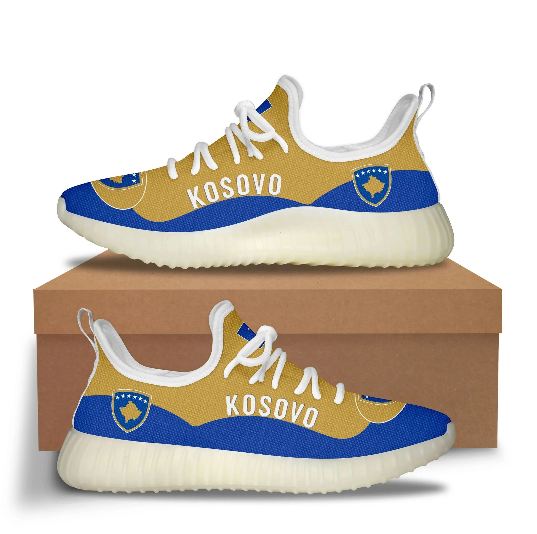 2022 Custom Printing Kosovo Lightweight running Knitting Sock Sneakers men Spring Summer Flat Shoes men Plus Size Walking Shoes