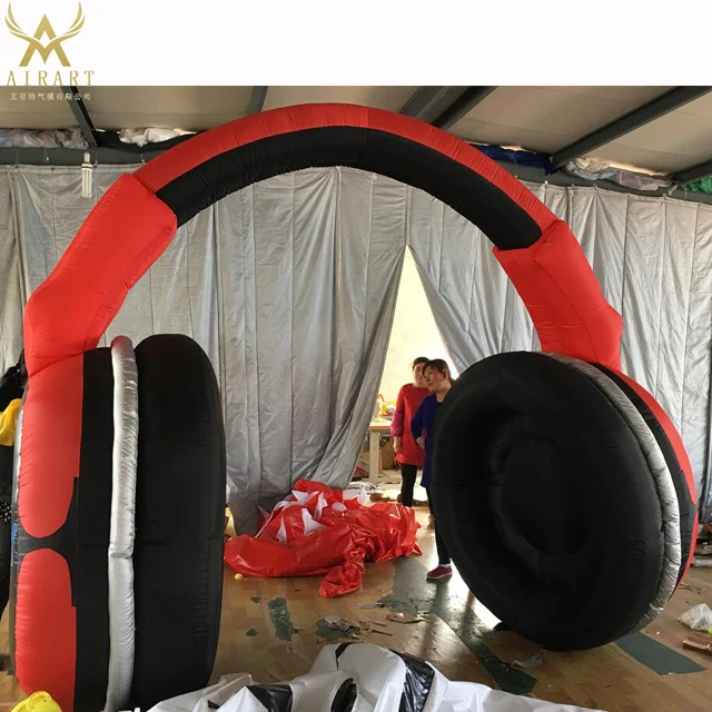 hot sales customized shape inflatable headphones earphones model for advertising