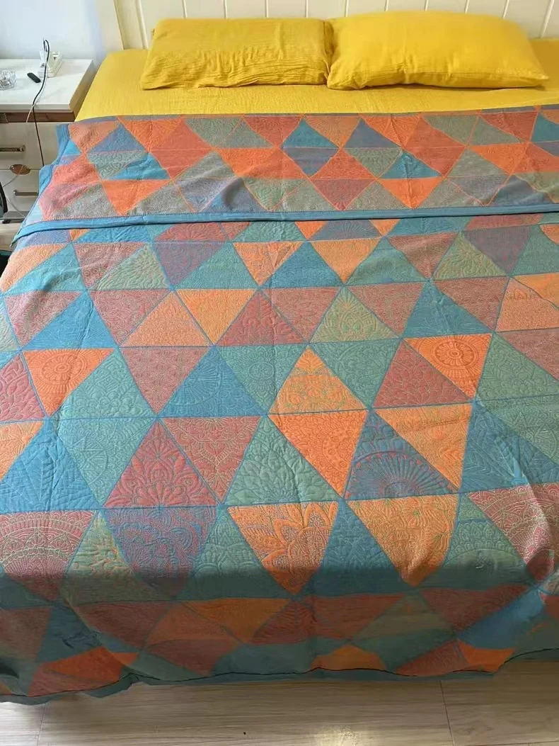 Colorful 100% Cotton Embossed Quilt Bed Cover Set Single/double/Queen/King