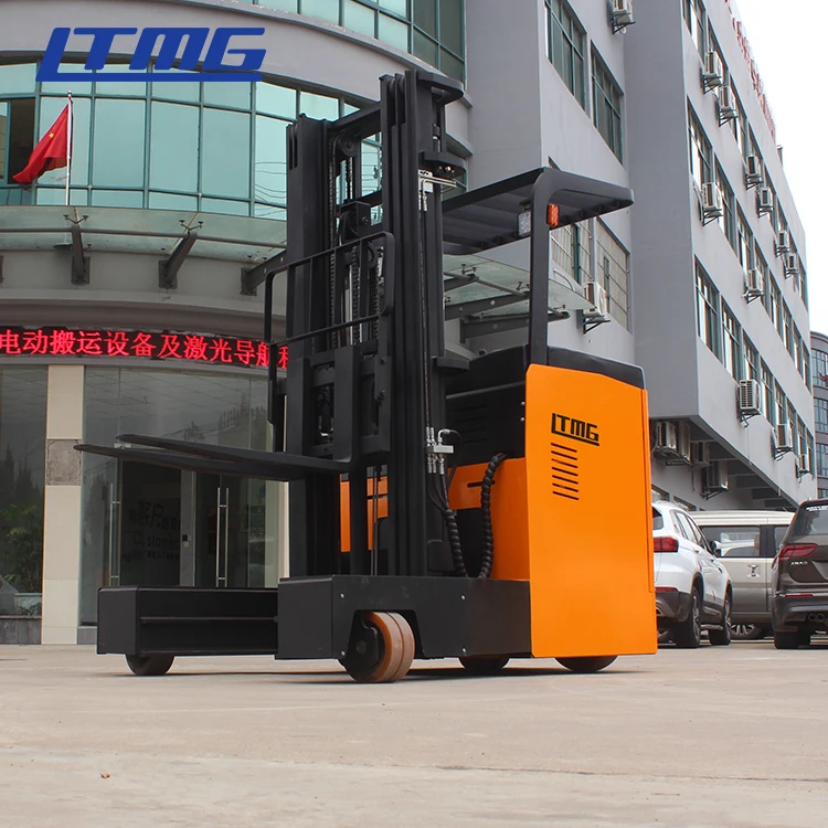 warehouse 3 way stacker 1 ton 1.5 ton seated stand on type electric reach truck forklift with 3m 4m 5m 6m 7m 10m height
