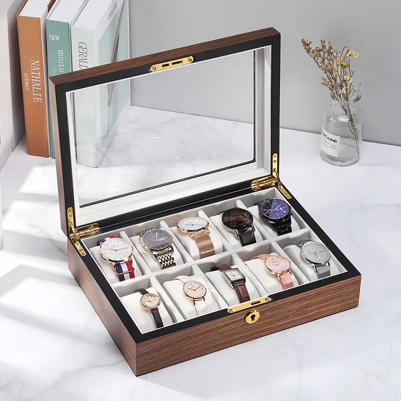 Simple window home display ten pack high-grade gift storage custom luxury watch box logo wood packaging box