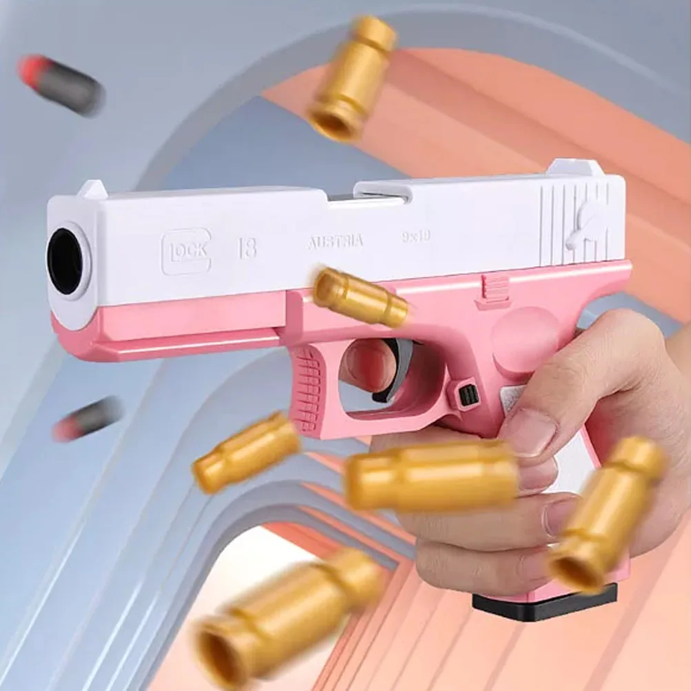 toy bb gun with soft bullets educational toys gifts for kids boys girls adults plastic shell ejecting laser glock toy gun