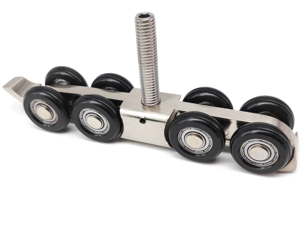 Aluminum Double Pulley Track Wheel wooden door hidden rollers sliding door system