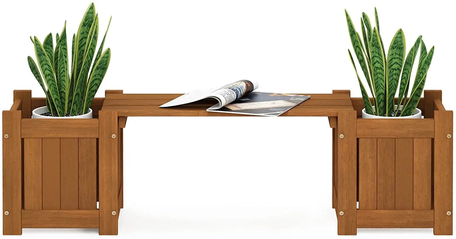 Outdoor Natural  Wood Planter Box Barrel Wood Flower Pot Buckets