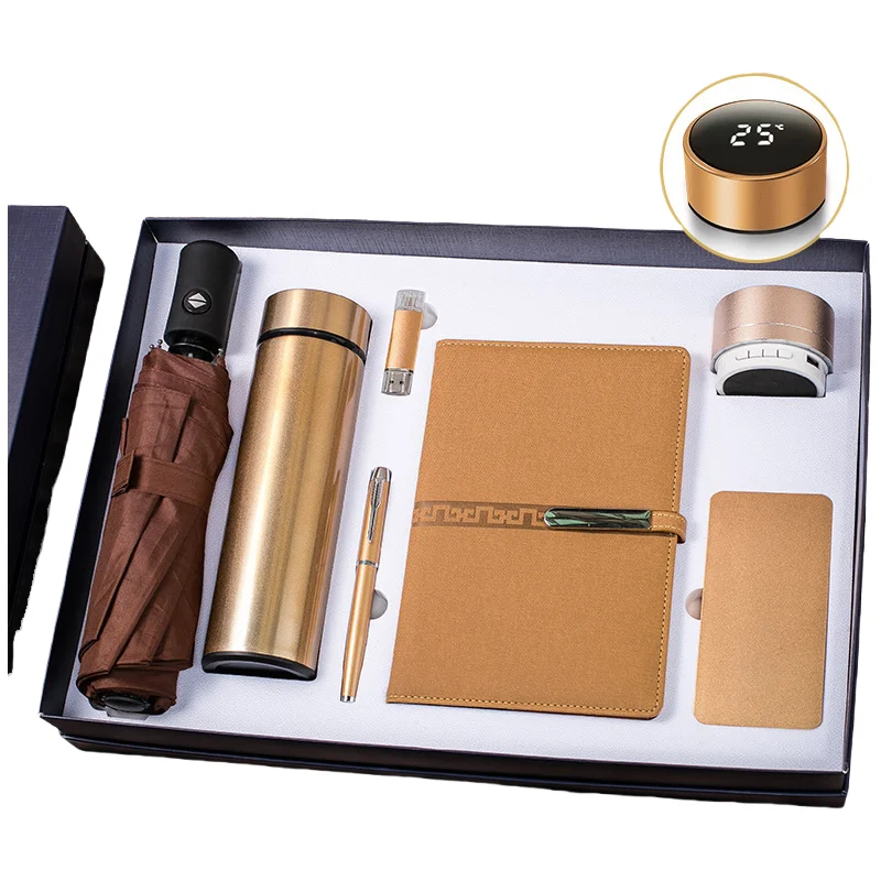 High Quality Opening Ceremony Corporate Promotional 7 In 1 Gift Sets Luxury Journal Notebook Gift Set For Employee