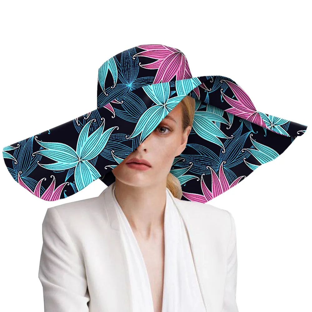 
2021 Hot Selling African Women African Print Floral Ladies Hats Ankara Beach Hat Summer Vacation Hat 