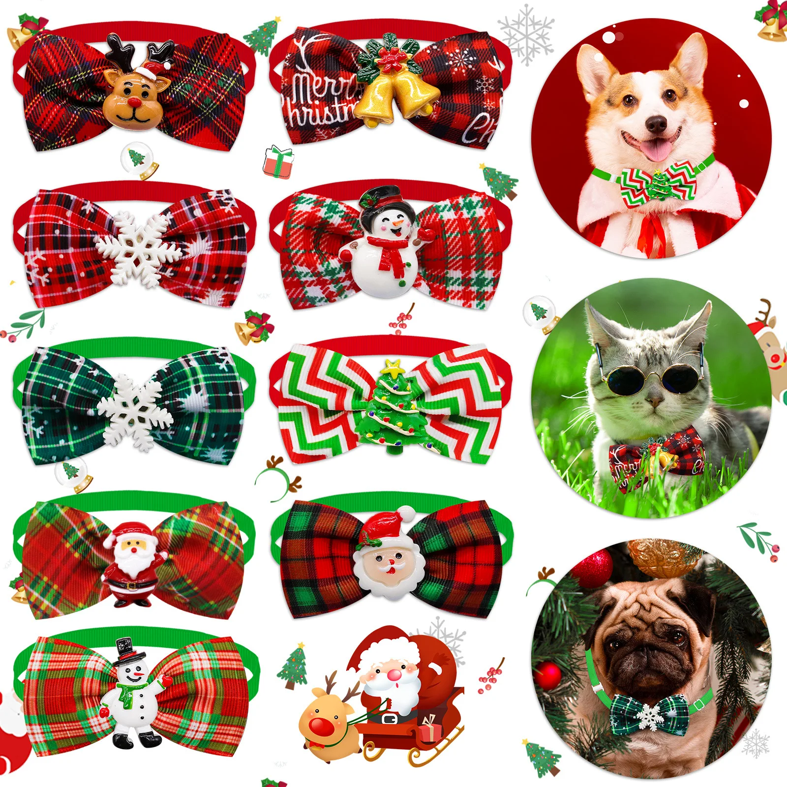 KingHon Pet Products New Style Plaid Pattern With Accessories Pet Christmas Bow Tie Cat Small Dog Bow Tie