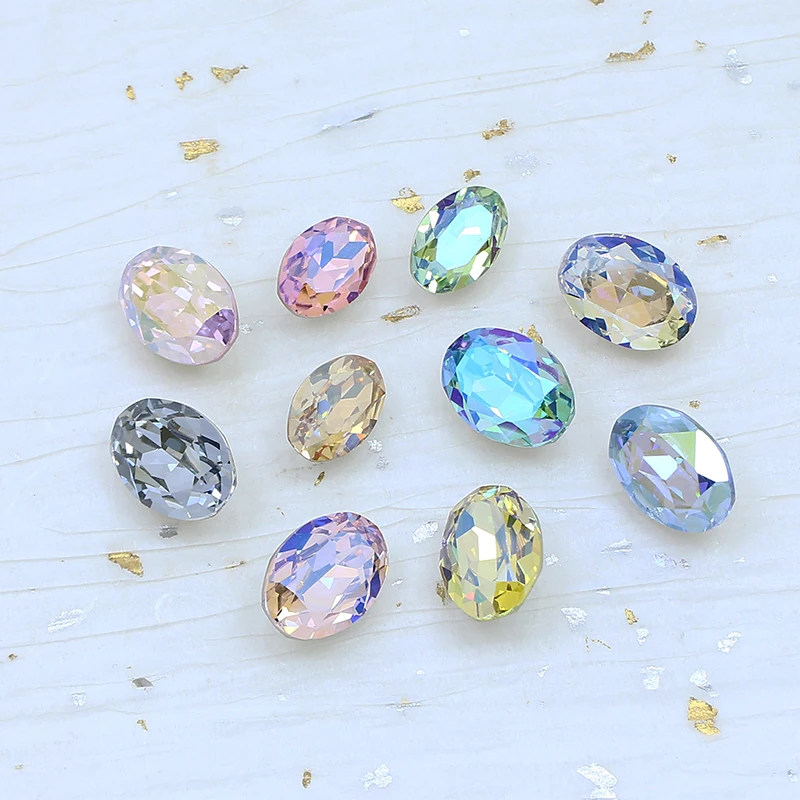 Crystal rhinestones point back k9 crystal 12*8mm Oval fancy stone wholesale loose crystal stone for jewelry garment accessories