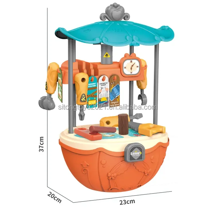 Newest Kids Home Boy Playing Toys Pre-school Tool Set  Mini Pretend Play set 3 in 1 Trolley Cart Tool saw table Kit for kid