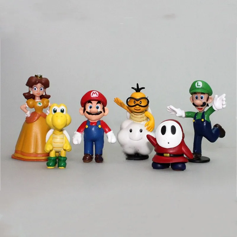 2.5 inch 8cm color box PVC Toy for Kids Gift Series Yoshi hongos Koopa Bowser Luigi figure mario toys