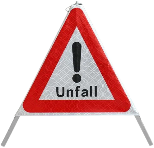 Reflektierend Unfall VZ101 Faltsignal Aufsteller Achtung mit Warnsymbol Warnpyramide Achtung Tripod Folding Warning Sign