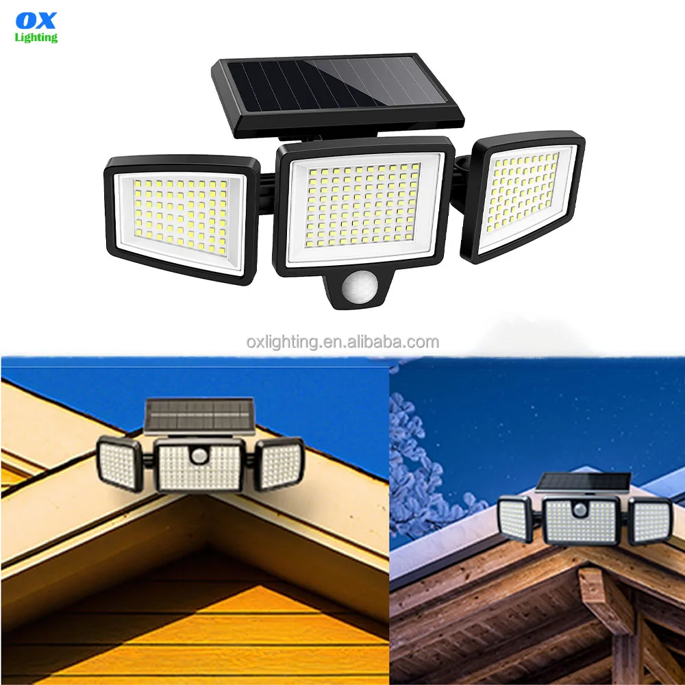 Outdoor Waterproof Nightwatcher 3 Head Adjustable Auto Decorative  Motion Sensor Solar  Security Balcony Garden Wall Light