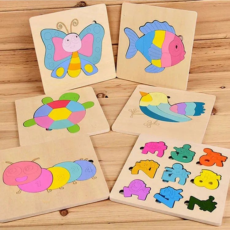 Детские развивающие мозг номер формы животных Обучающие деревянные 3D головоломки разведки детские