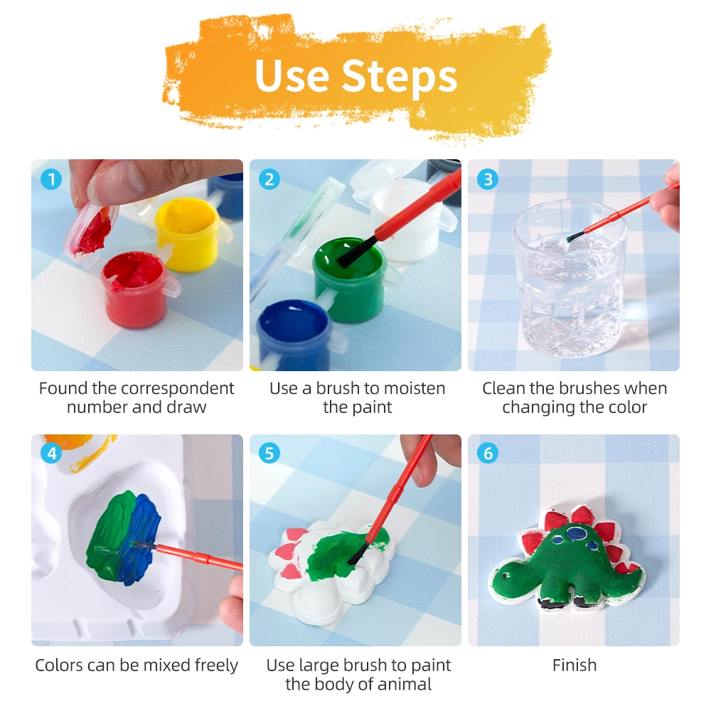 kids dinosaur plaster diy drawing plaster mold shapes dinosaurs painting painted set toys plaster dinosaur doodle toy for kids