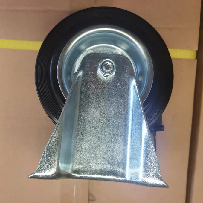 All Size Black Rubber Wheel Castor Rigid Swivel Locking Brake Trolley Caster Wheels Industrial Heavy Duty Casters