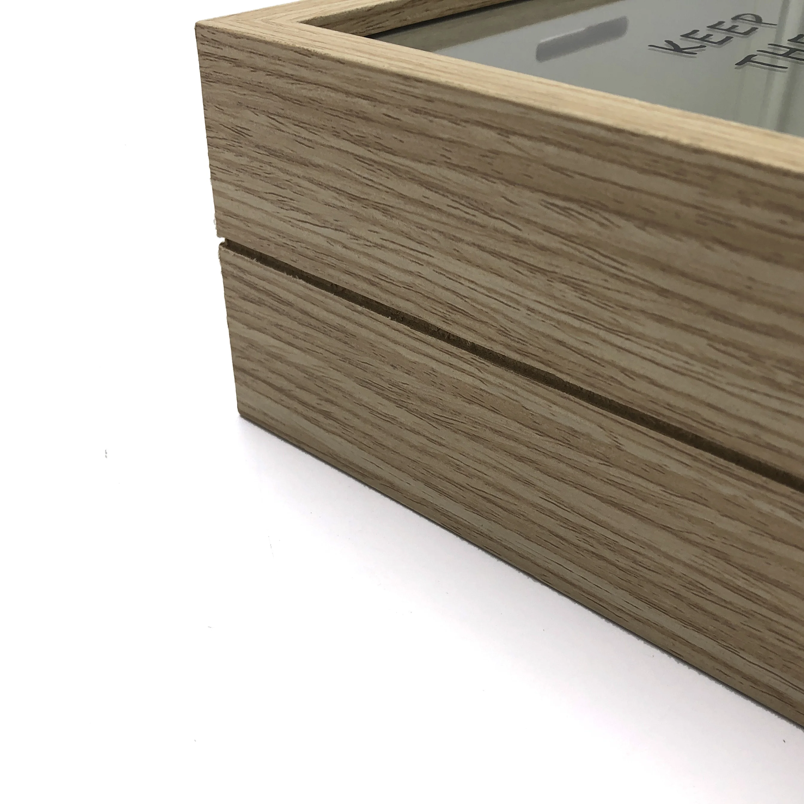 Оптовая продажа, под заказ, деревянная зернистая цветная стеклянная задняя панель с рисунком тени, коробка для денег