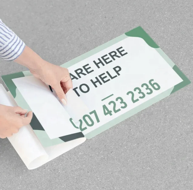 Solvent Printing Social Distancing Die Cut Decal Vinyl Floor Sticker For Decorative