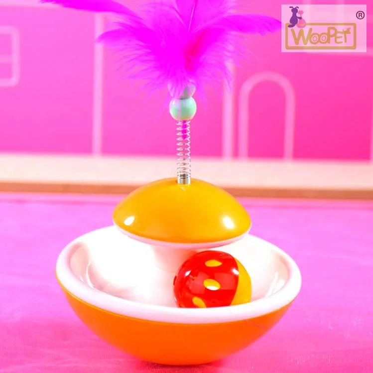 Игрушечная кружка для кошек утечки еды с колокольчиком шариком и