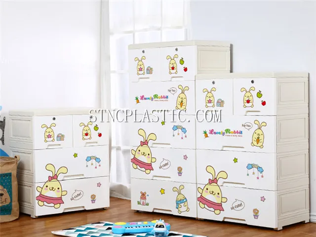 plastic drawer for baby 5 layer cupboard clothes storage cabinet with two locks