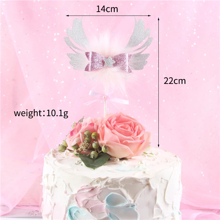 wholesale Fairy Wing Cake Topper Decoration for Cake Baking Birthday Party Celebration Cute Angel Wings Plug-in party supplies