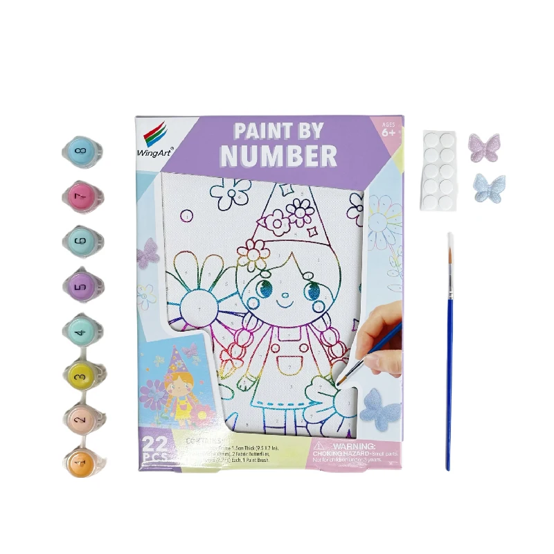 Custom Cartoon Girls Paint by Number Set Classic & Creative Acrylic Juguetes Educativos with Wooden Frame for Kids