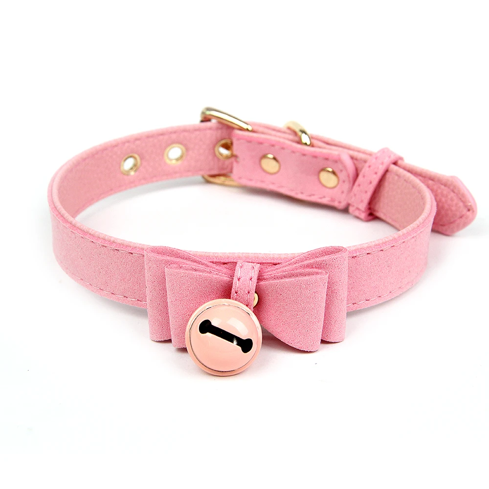 Handmade Sexy Rivet Alternative Metal PU Leather Collar Bell Choker Gift Costume BDSM Bondage Necklace Neckband Sex Toys