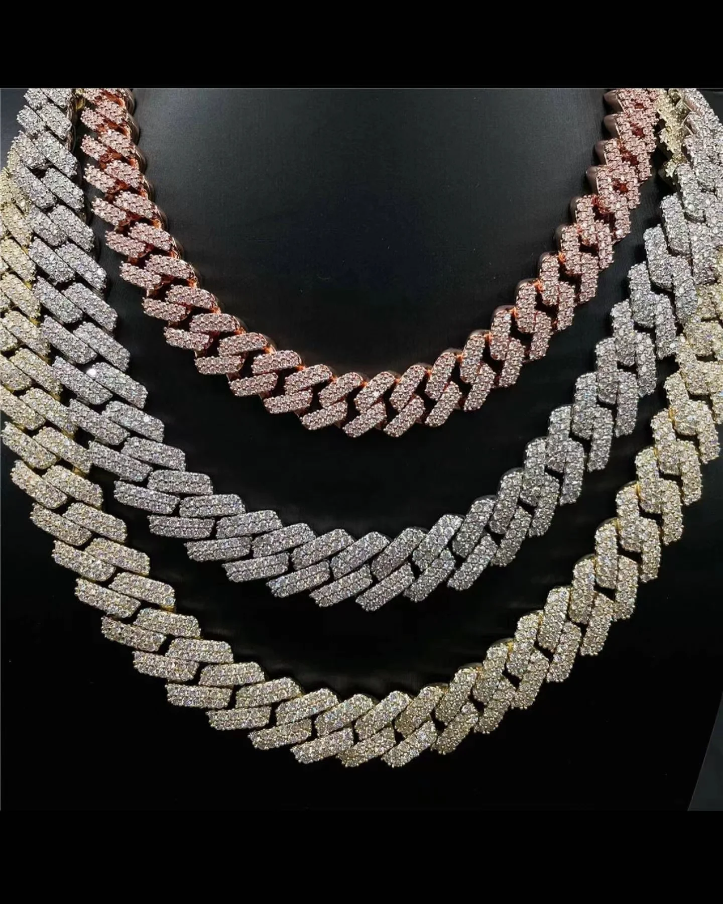 Sterling Silver Hip Hop Moissanite Cuban Link Chain Vvs Moissanite Tennis Chain Thick Miami Moissanite Necklace