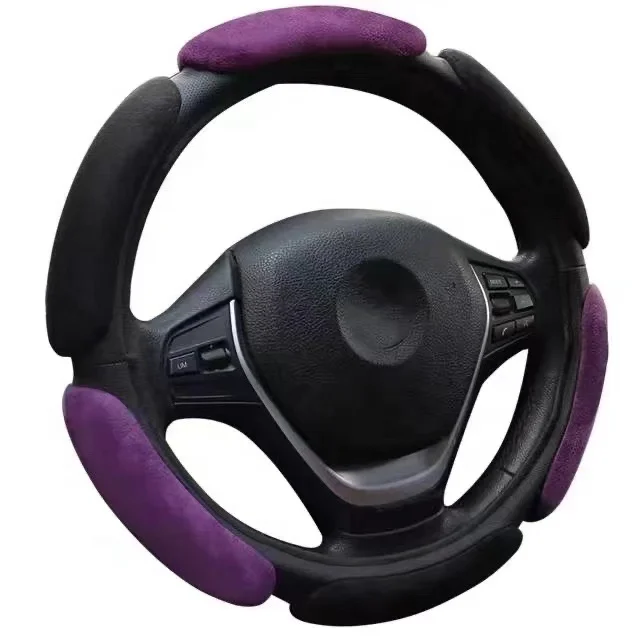 Hot sale universal Leather Car steering wheel cover anti slip breathable sandwich handle cover used for four seasons