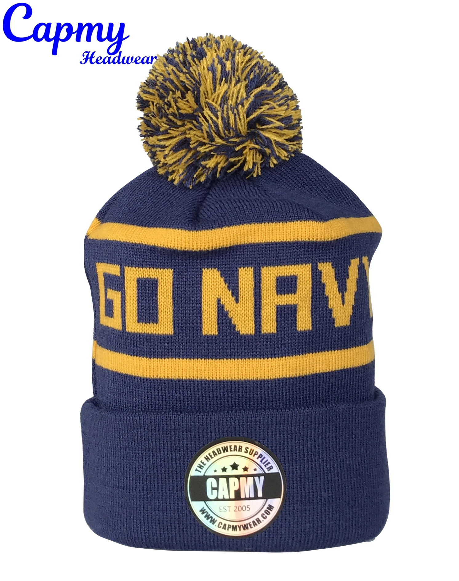 Wholesale high quality custom design knit winter beanie hat, customized embroidered beanie hat