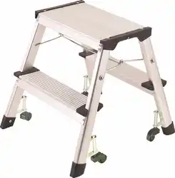 Factory 2 tiers Rolling Safety foldable  Aluminium 3 steps  Folding Step Ladder With wheels