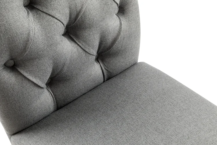 Vintage Design Wooden Restaurant  Linen Fabric Tufted Back  Dining Room Chairs