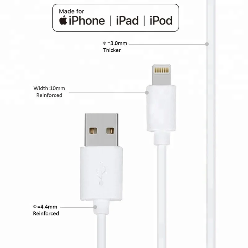MFi Certified USB Charging Cable 1M 2.4A 8pin MFI Cable For Iphone 8/X/11/12/13/Ipad/Ipod