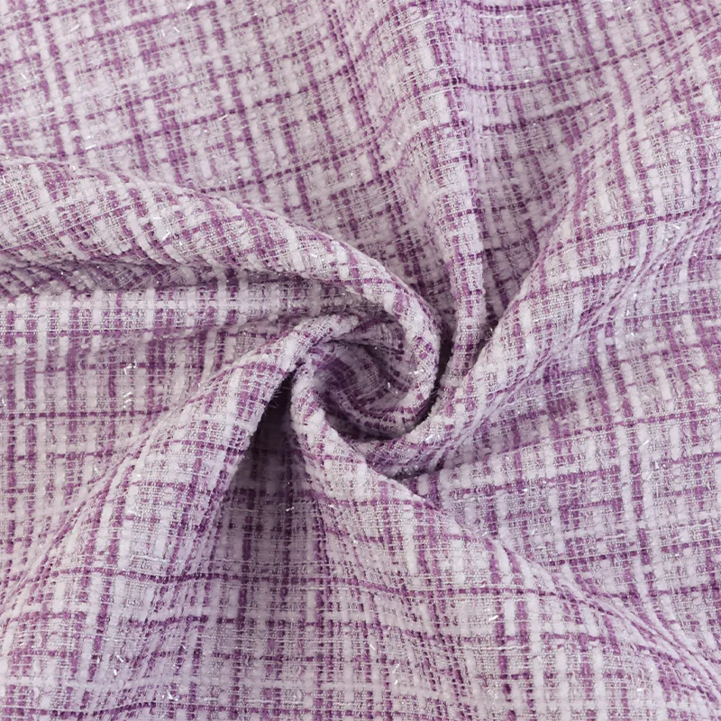 Multi color soft lurex luxury style women handbags woven coats trouser autumn gold patwork pink tweed material fabric for dress