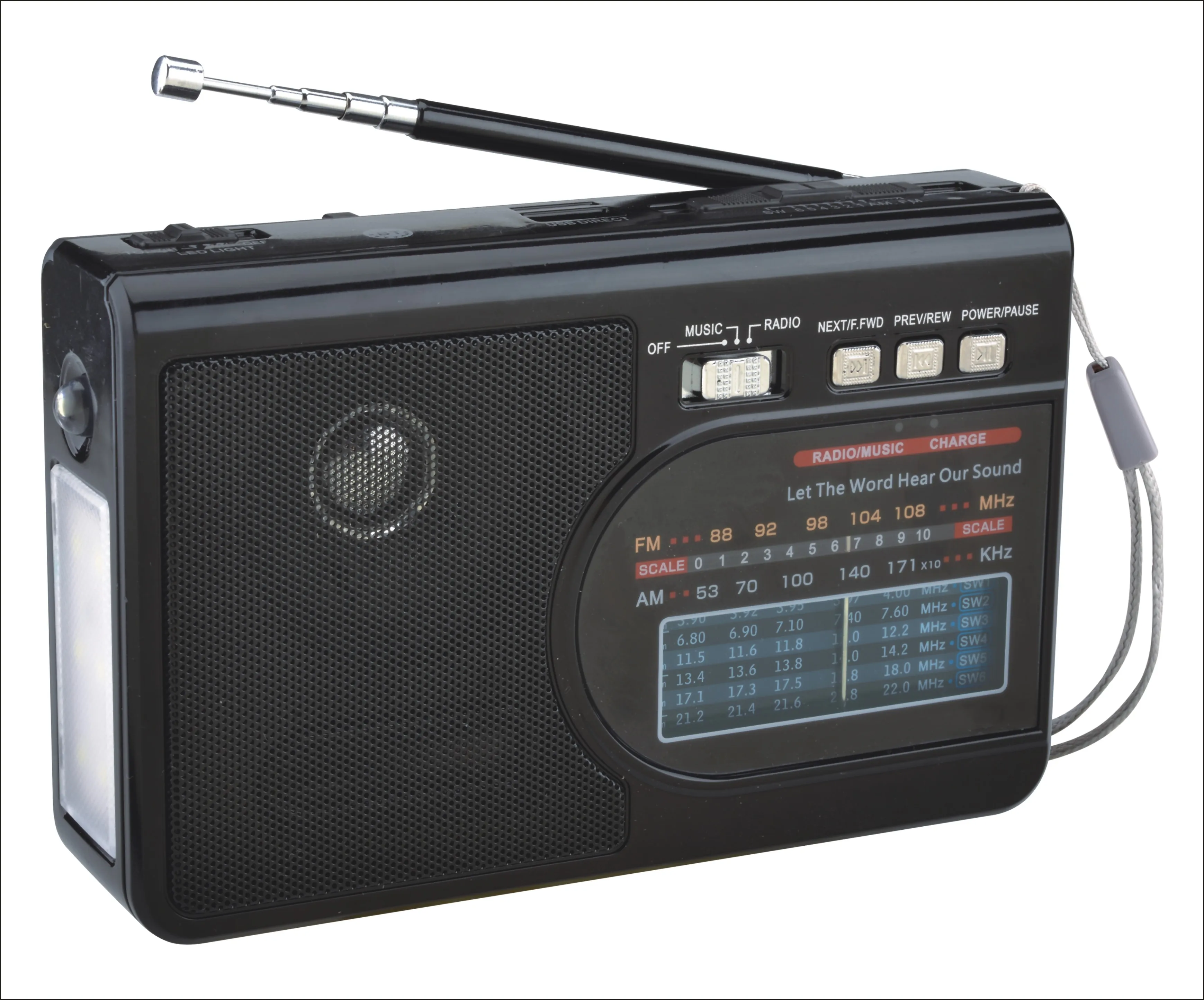 RX-1313 Самая продаваемая тонировка для дома дисплей АМ FM ЕО портативное радио с USB TF mp3 музыкальный плеер и светодиодный налобный